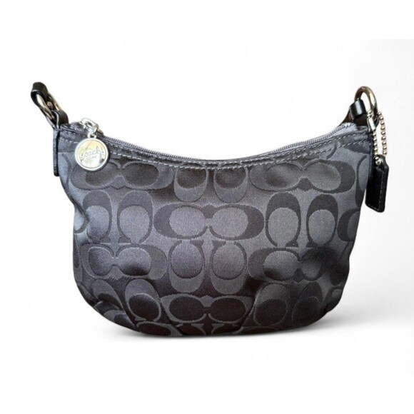 Coach Y2K Signature “C” Crossbody Swingpack Sateen Pleated Black Purse Classic - Picture 8 of 16